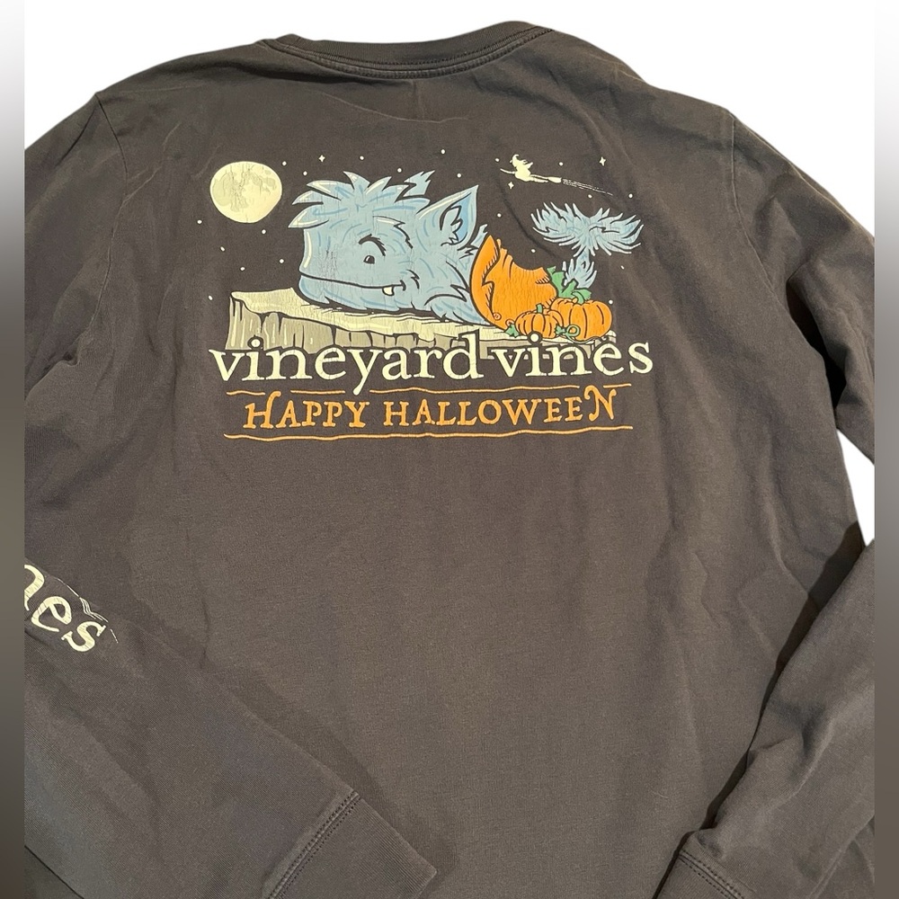 Youth Vineyard Vines‎ Halloween Werewhale Long-Sleeve Pocket Tee Medium Navy